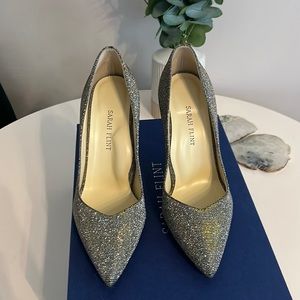 Sarah Flint ‘Perfect’ pump in gunmetal lame. 37.5 comes with box and dust bag.